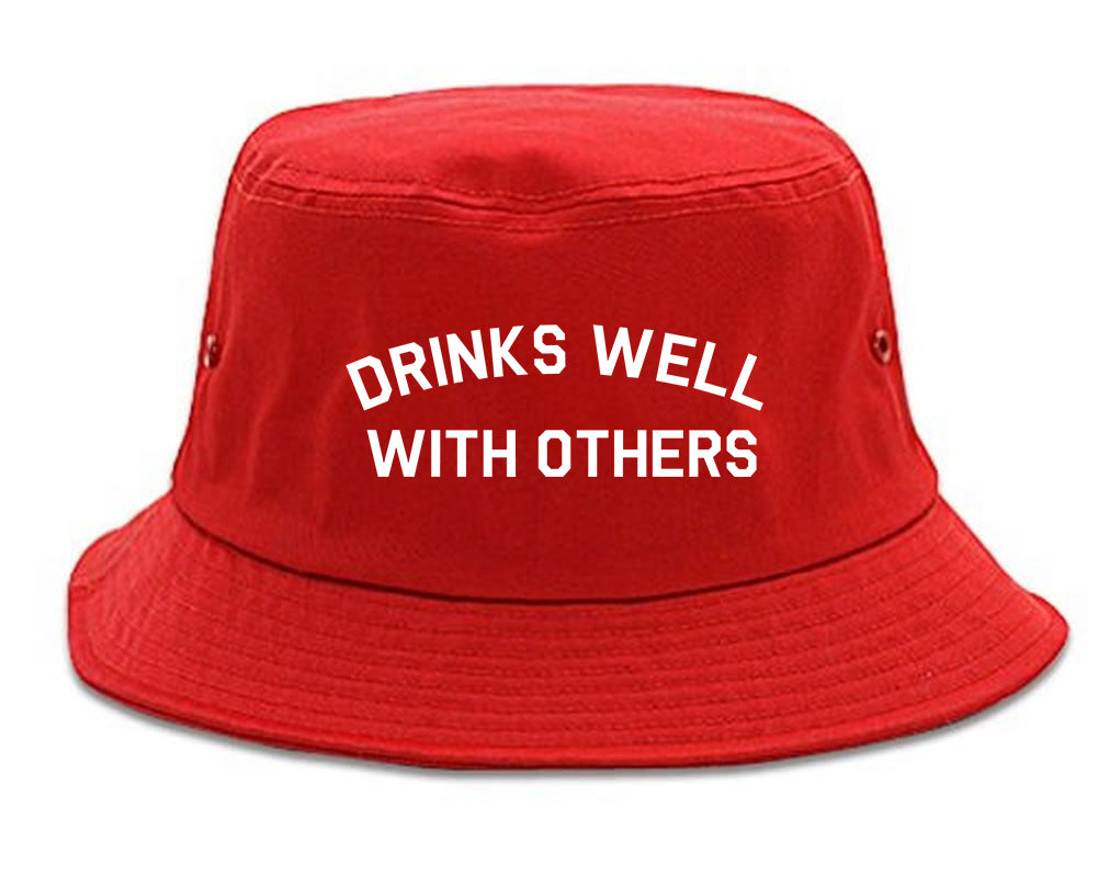 Drinks_Well_With_Others Mens Red Bucket Hat by Kings Of NY