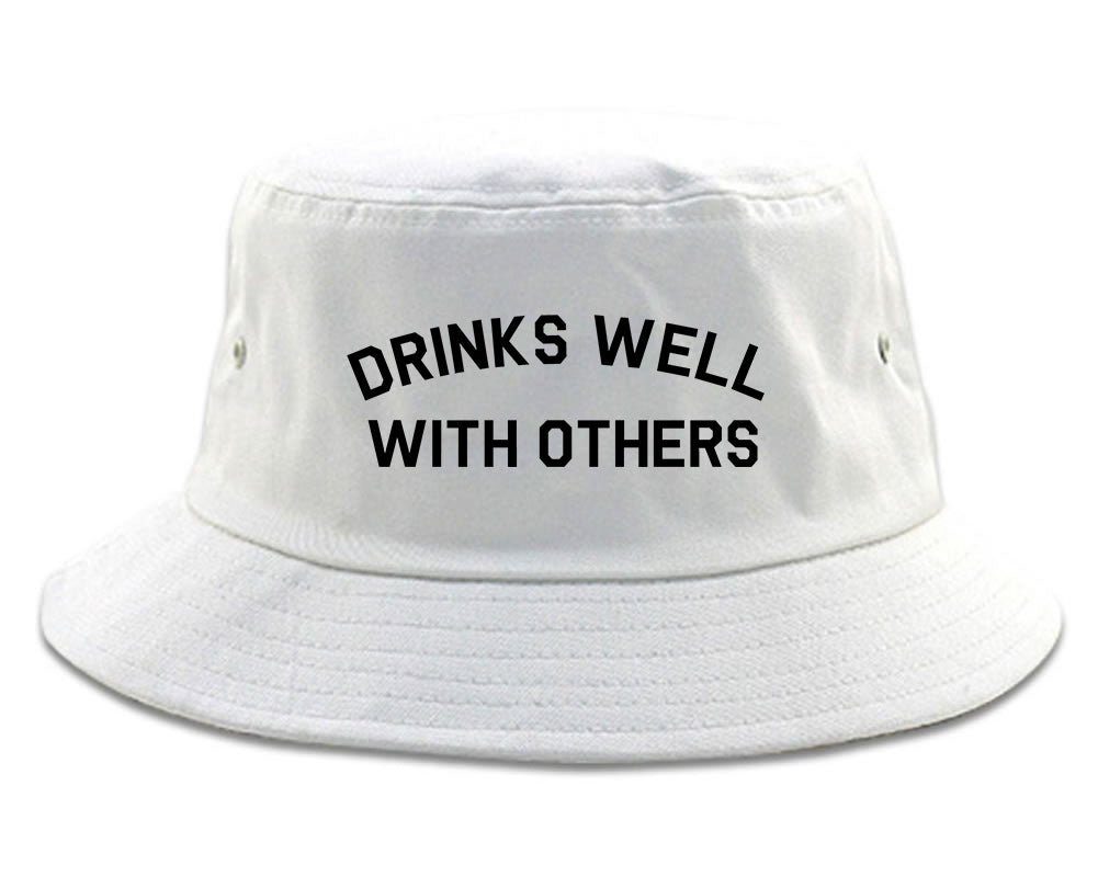 Drinks_Well_With_Others Mens White Bucket Hat by Kings Of NY