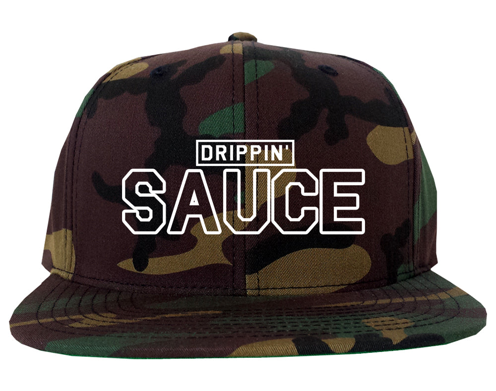 Drippin Sauce Mens Snapback Hat Army Camo