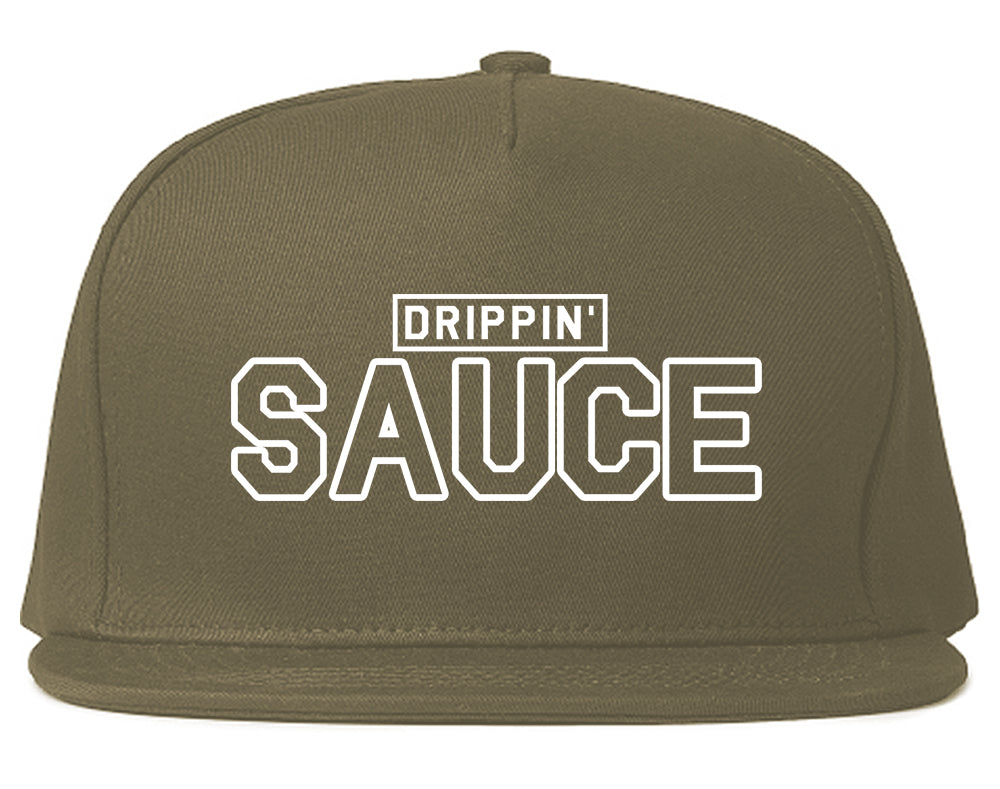 Drippin Sauce Mens Snapback Hat Grey