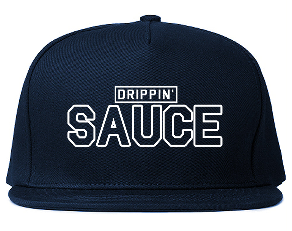 Drippin Sauce Mens Snapback Hat Navy Blue