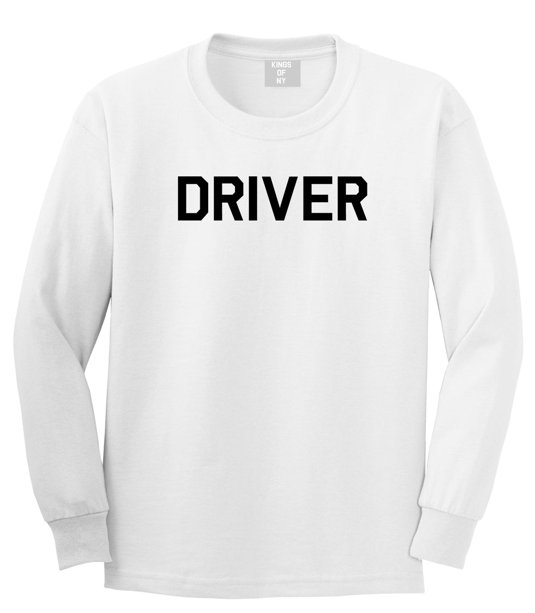 Driver Drive Mens White Long Sleeve T-Shirt by Kings Of NY