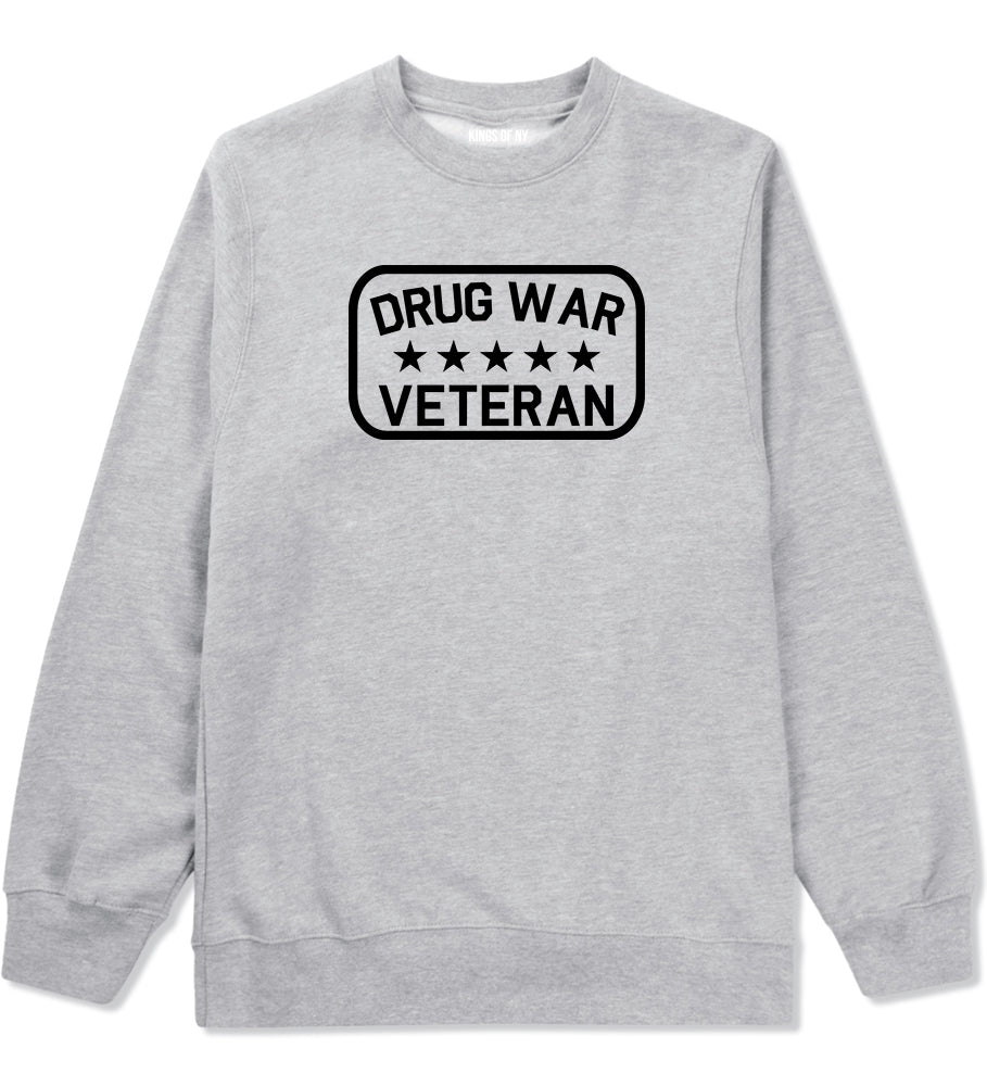 Drug War Veteran Mens Grey Crewneck Sweatshirt by Kings Of NY