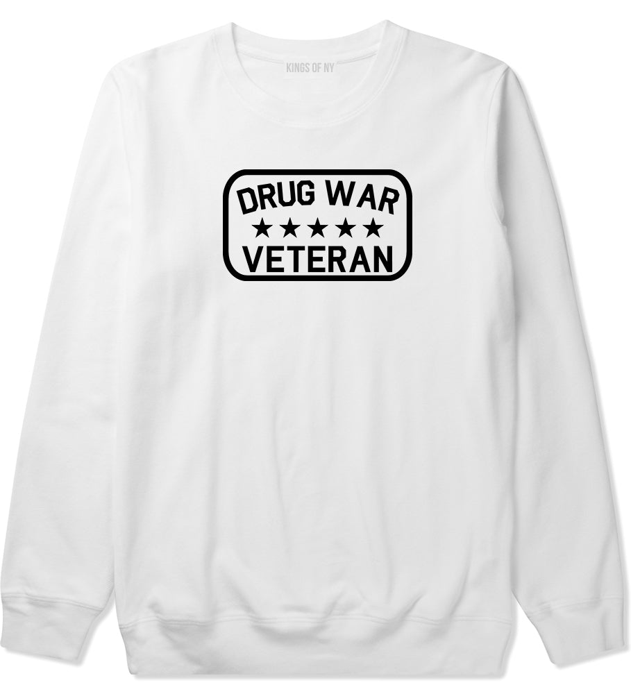 Drug War Veteran Mens White Crewneck Sweatshirt by Kings Of NY