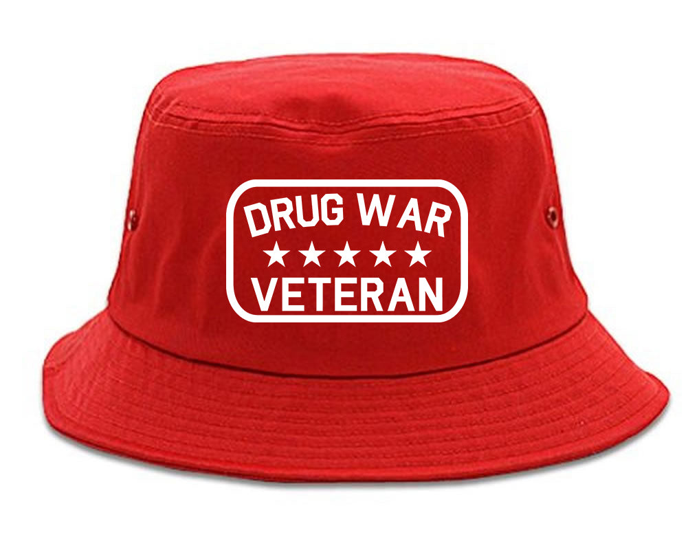Drug_War_Veteran Mens Red Bucket Hat by Kings Of NY