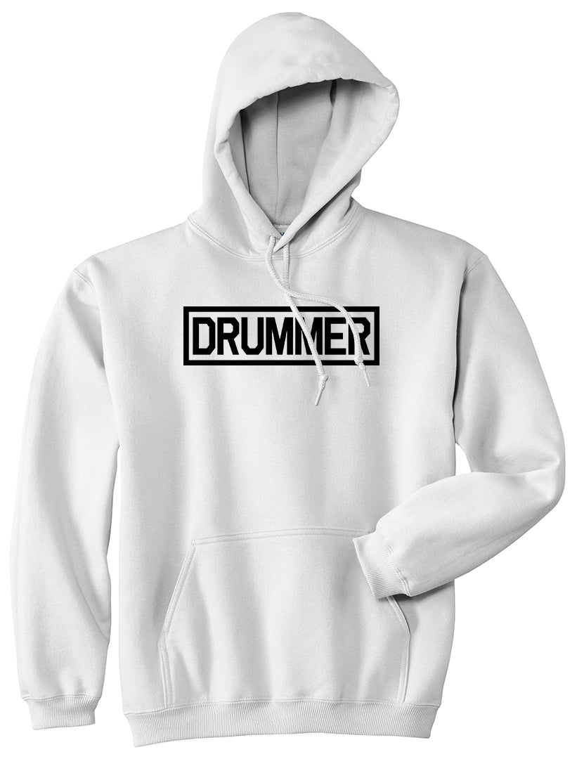Drummer Drum Box Mens White Pullover Hoodie by Kings Of NY