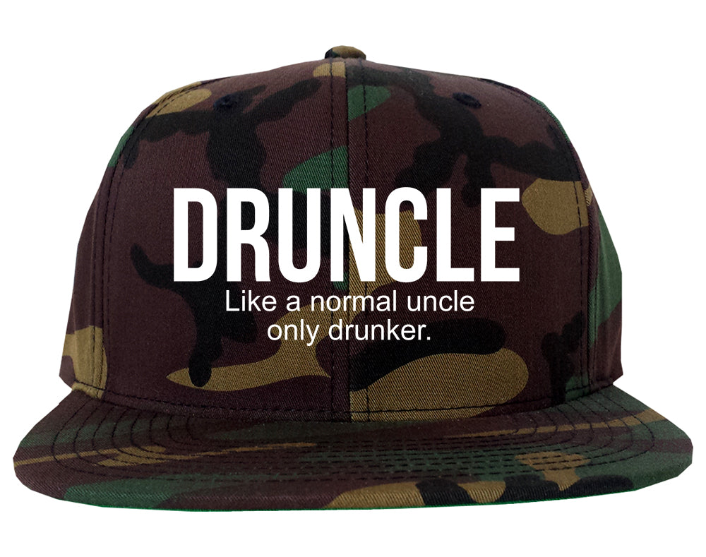 Druncle Funny Uncle Party Mens Snapback Hat Army Camo