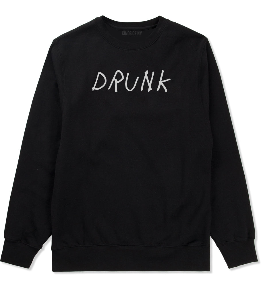 Drunk Mens Black Crewneck Sweatshirt by Kings Of NY