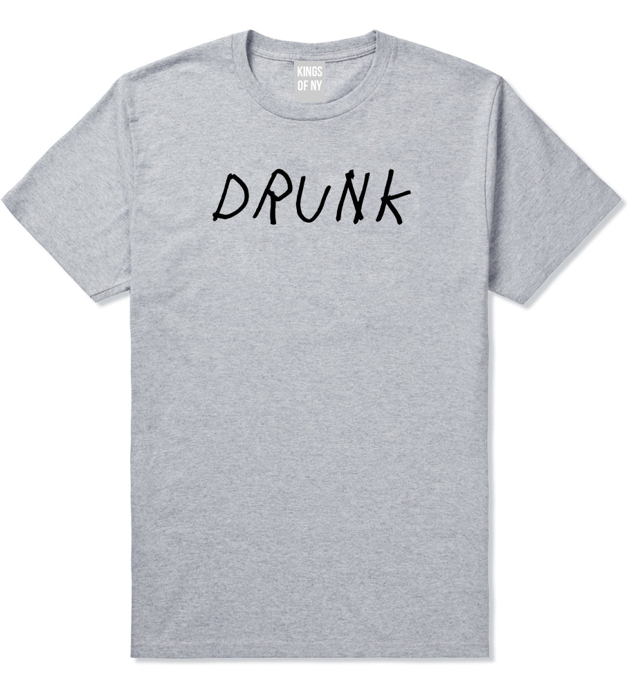 Drunk Mens Grey T-Shirt by Kings Of NY