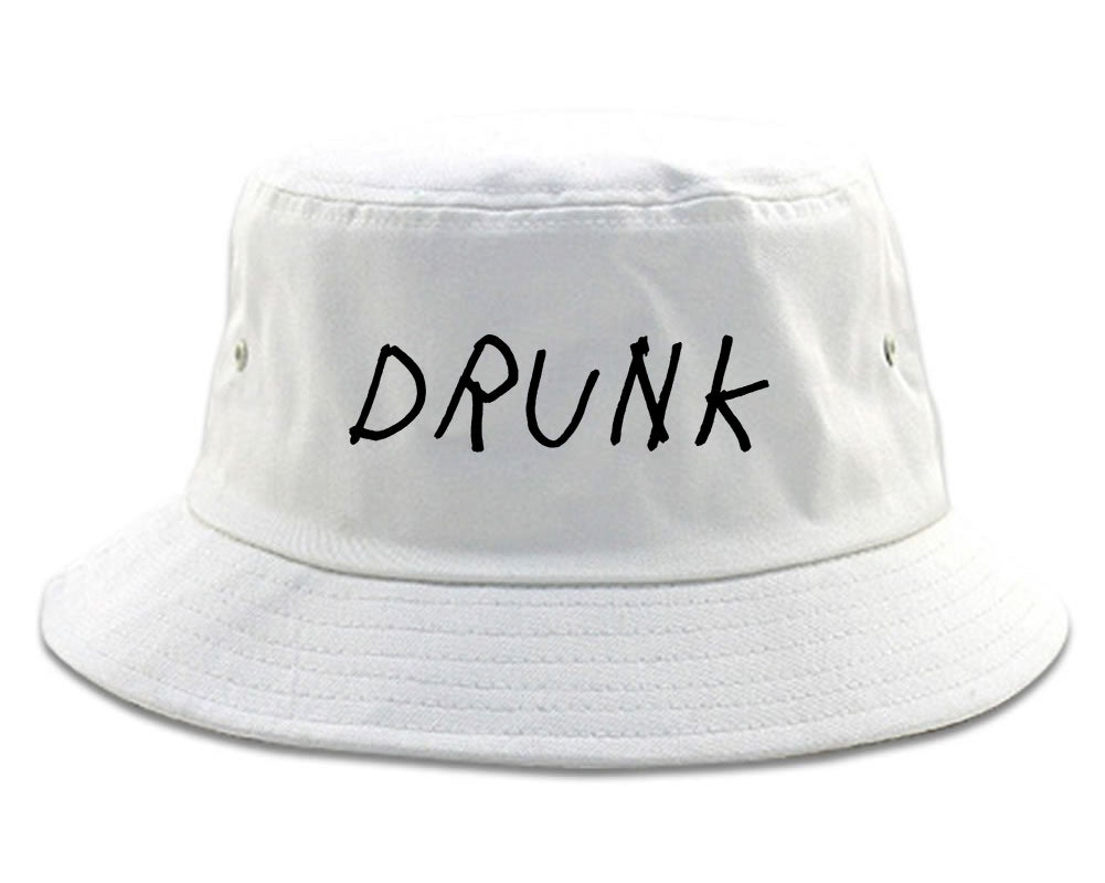 Drunk Mens White Bucket Hat by Kings Of NY