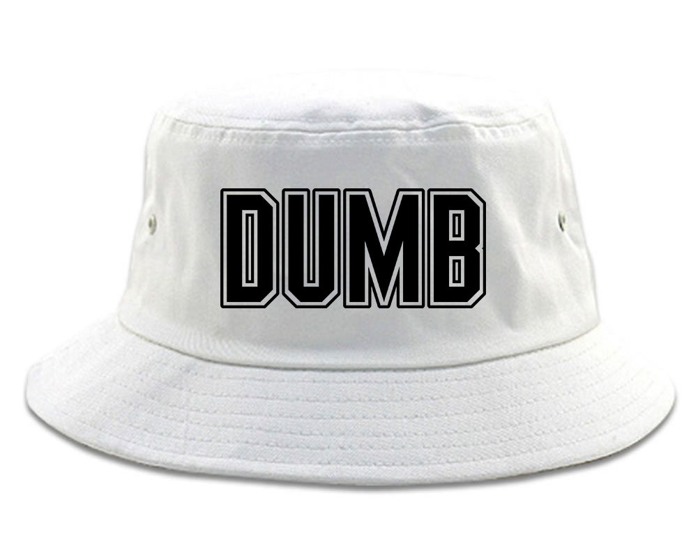 Dumb_Funny_College Mens White Bucket Hat by Kings Of NY