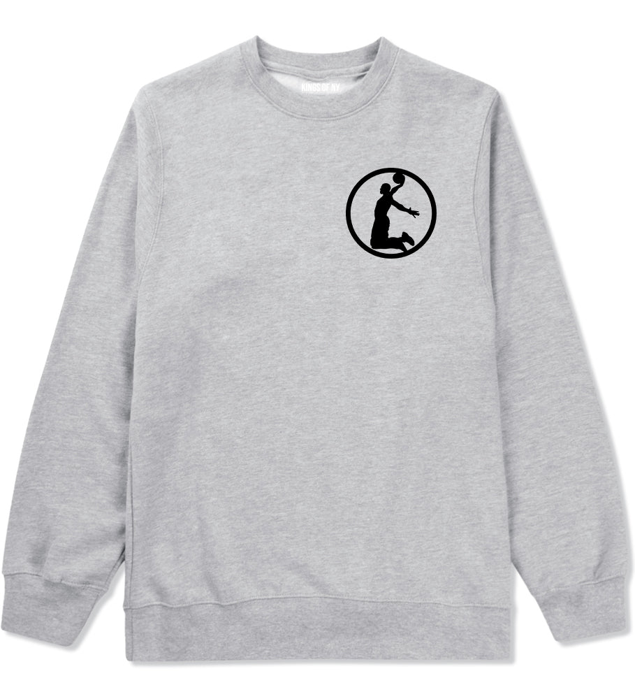 Dunk Basketball Player Circle Chest Mens Grey Crewneck Sweatshirt by Kings Of NY