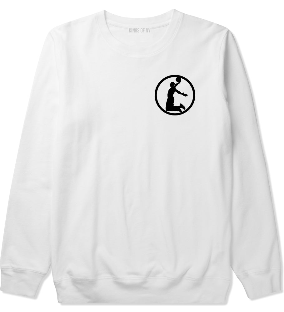 Dunk Basketball Player Circle Chest Mens White Crewneck Sweatshirt by Kings Of NY