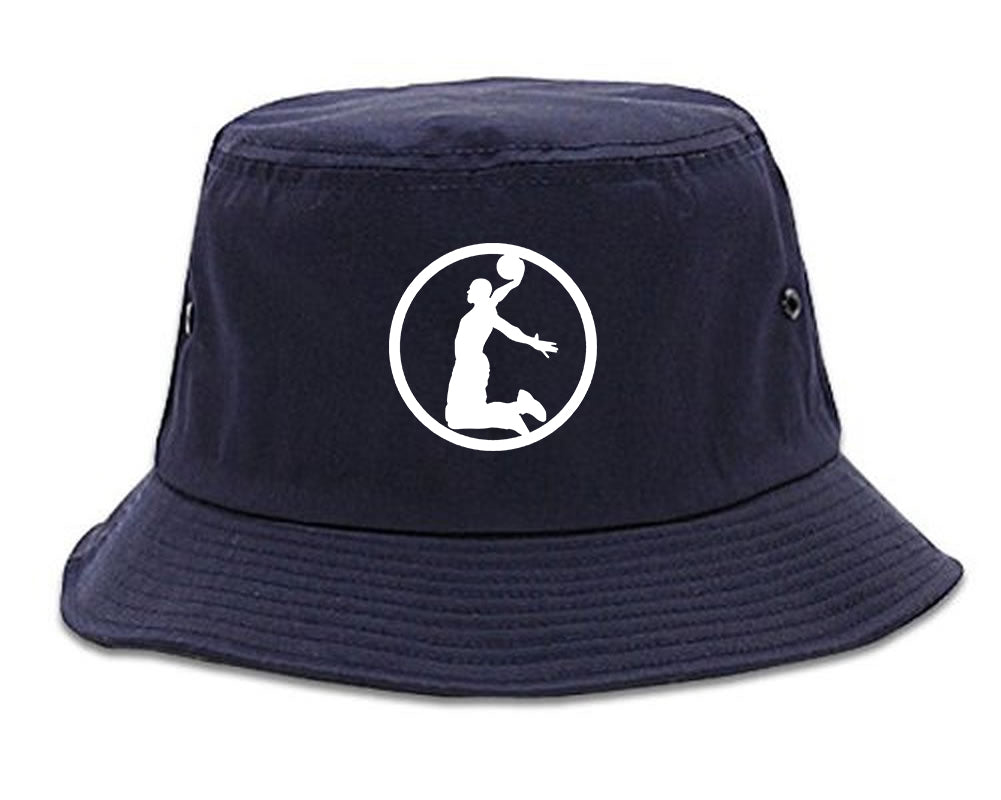 Dunk_Basketball_Player_Circle_Chest Mens Blue Bucket Hat by Kings Of NY