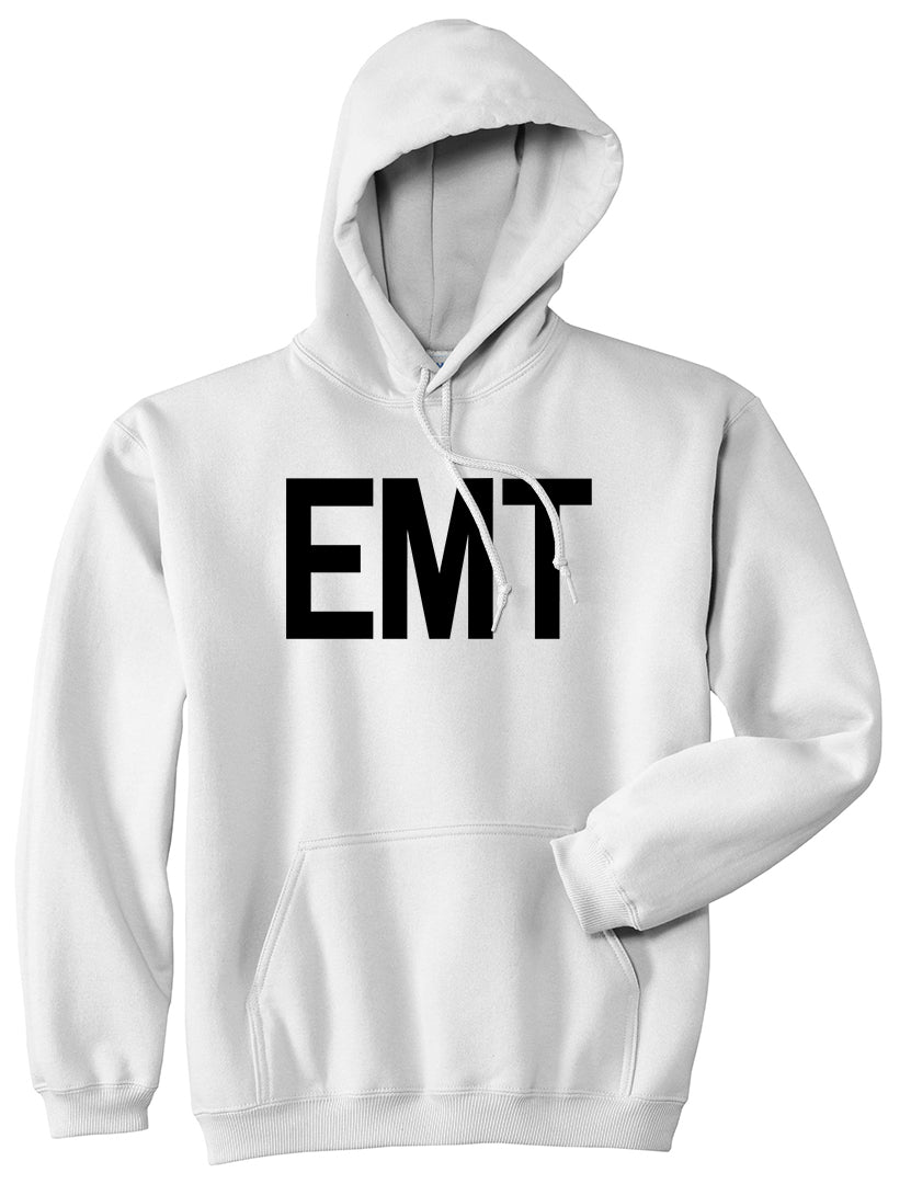EMT Emergency Badge Mens White Pullover Hoodie by Kings Of NY