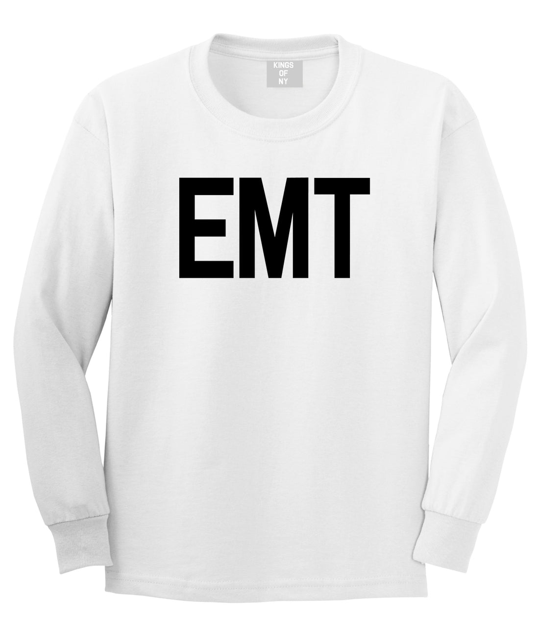 EMT Emergency Badge Mens White Long Sleeve T-Shirt by Kings Of NY