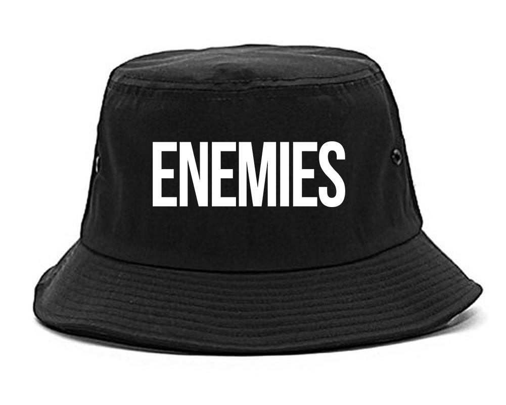 ENEMIES_Orange_Print Black Bucket Hat