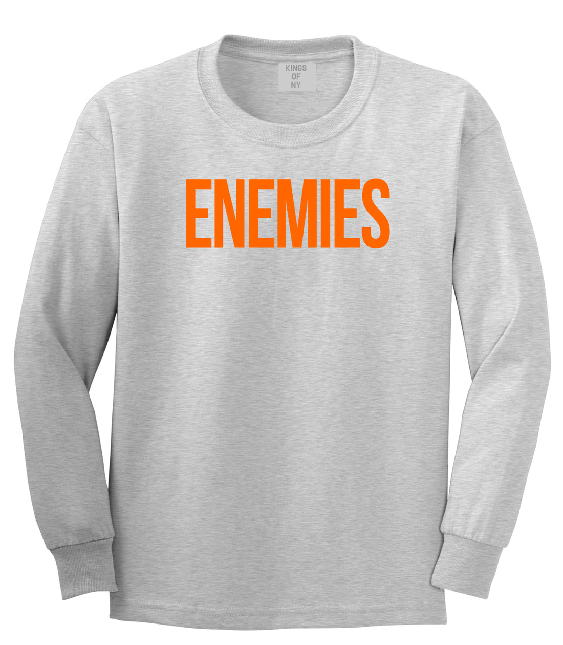 ENEMIES Orange Print Long Sleeve T-Shirt in Grey