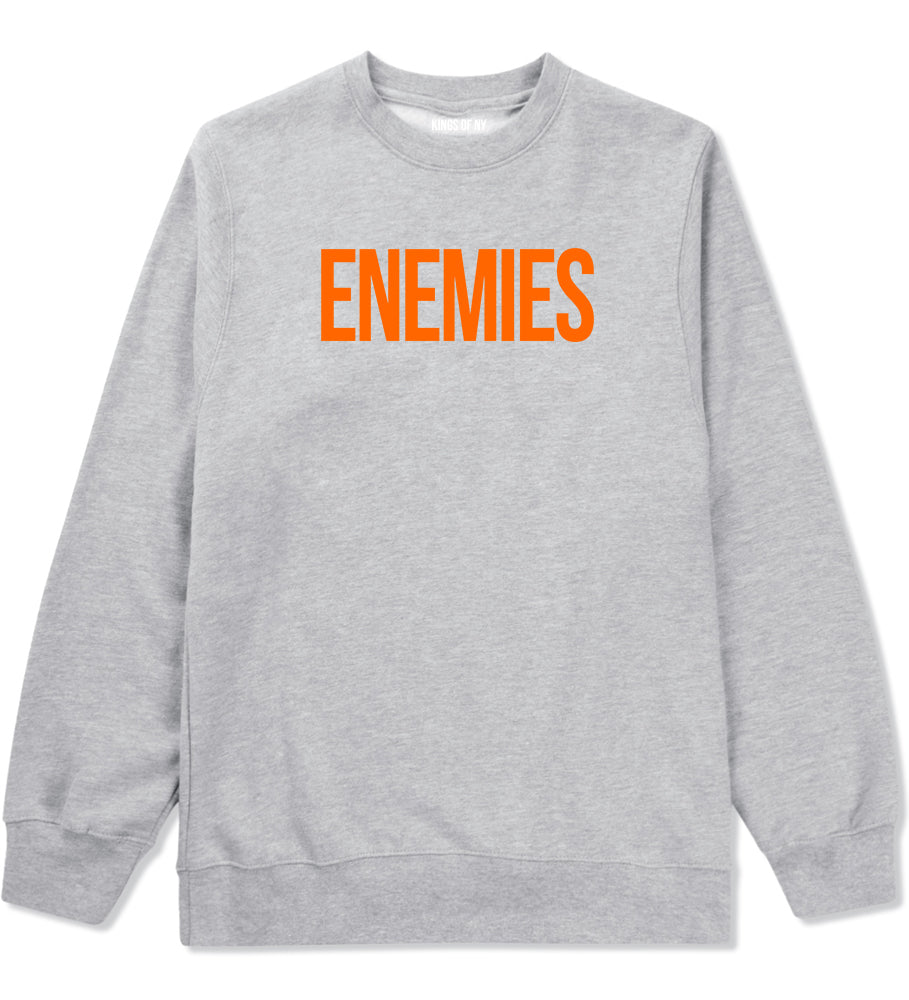 ENEMIES Orange Print Crewneck Sweatshirt in Grey