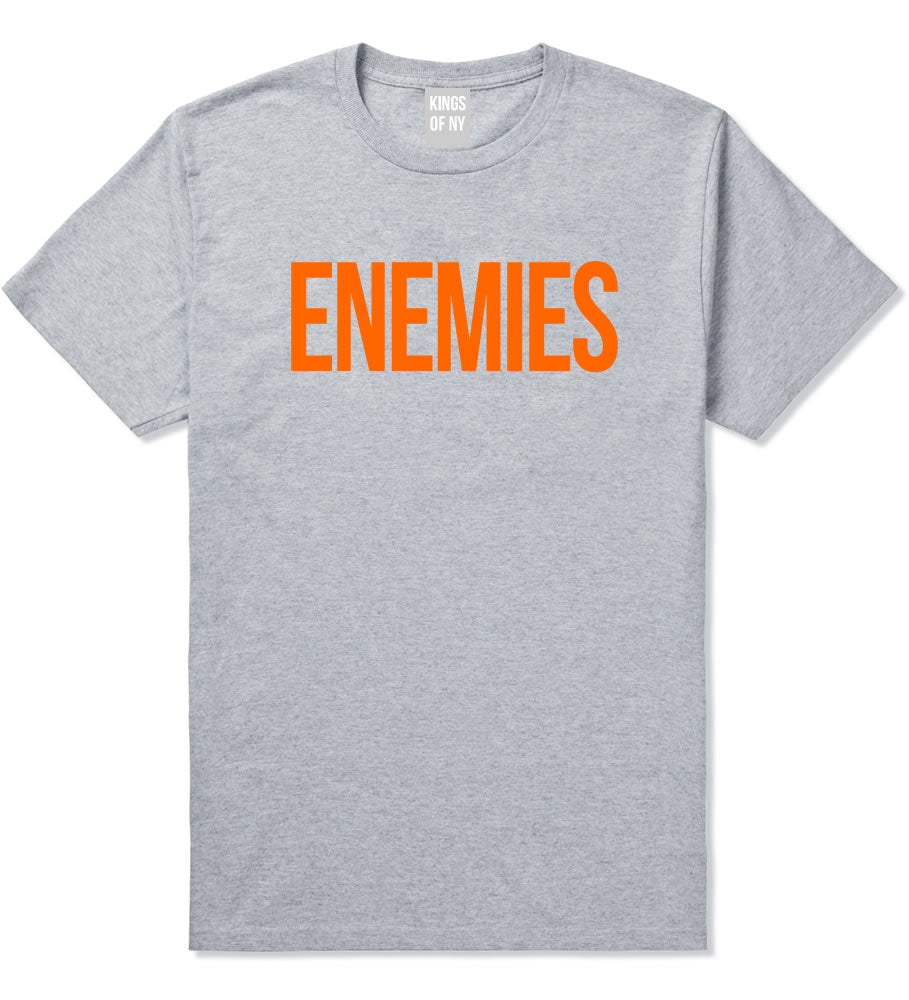ENEMIES Orange Print T-Shirt in Grey