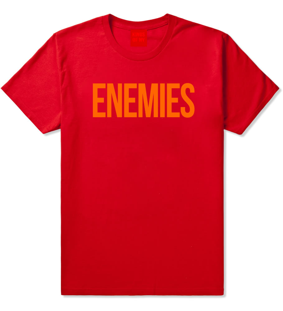 ENEMIES Orange Print T-Shirt in Red