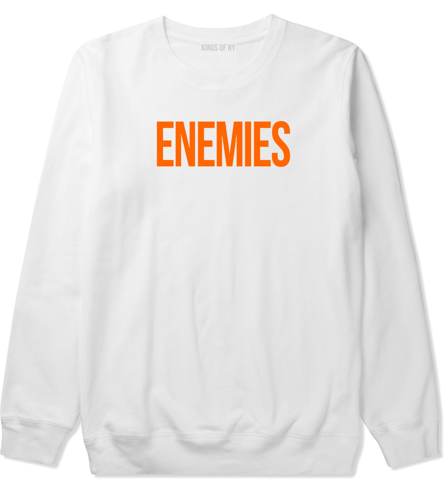 ENEMIES Orange Print Crewneck Sweatshirt in White