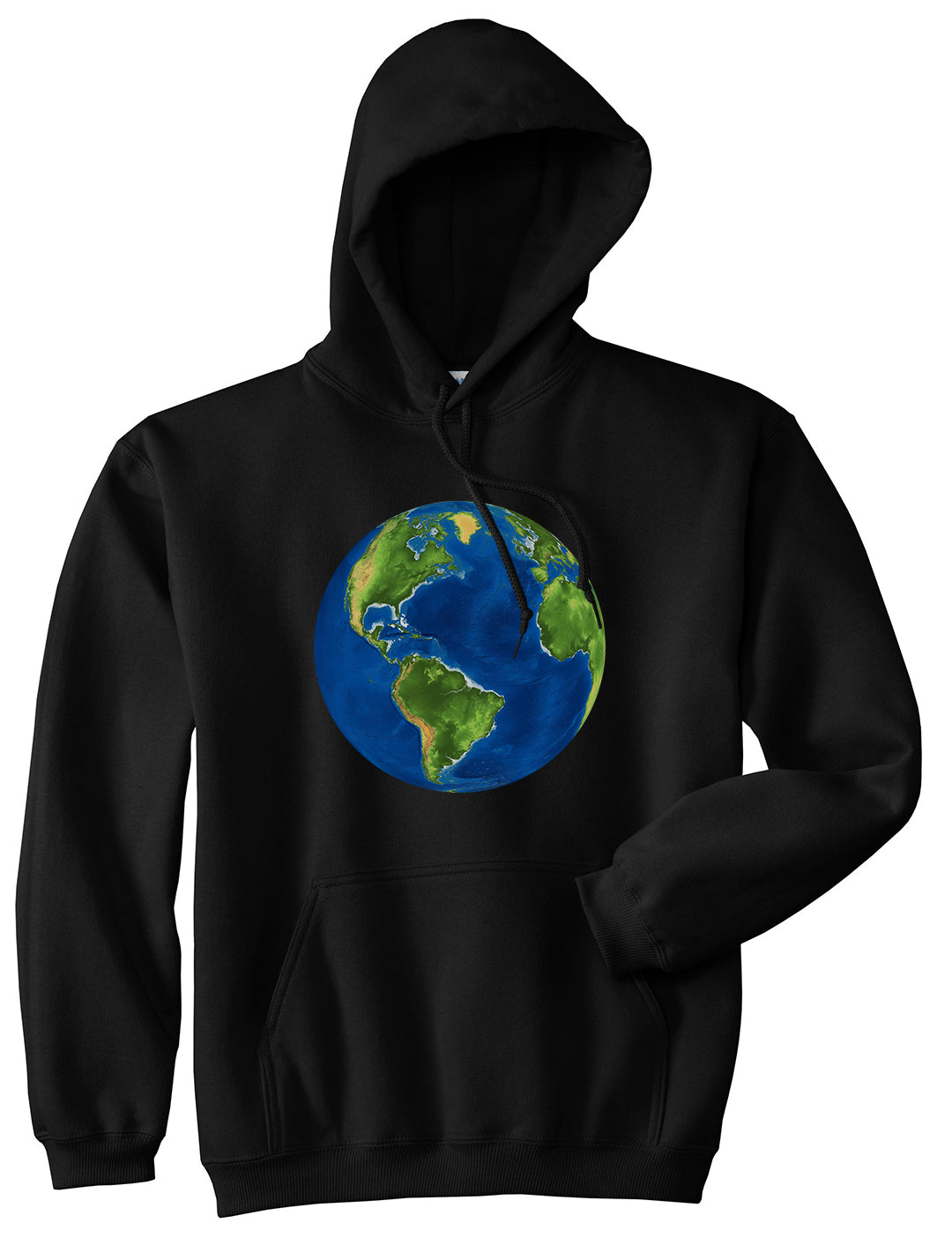 Earth Globe Mens Black Pullover Hoodie by Kings Of NY