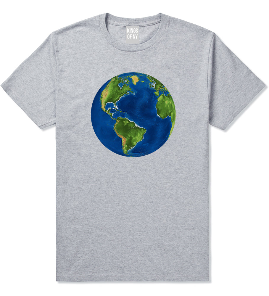 Earth_Globe Mens Grey T-Shirt by Kings Of NY