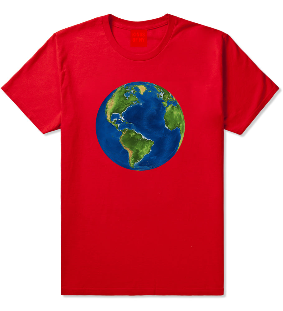 Earth_Globe Mens Red T-Shirt by Kings Of NY