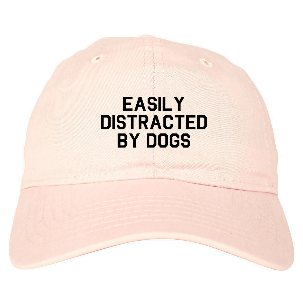 Easily Distracted By Dogs Mens Dad Hat Baseball Cap Pink