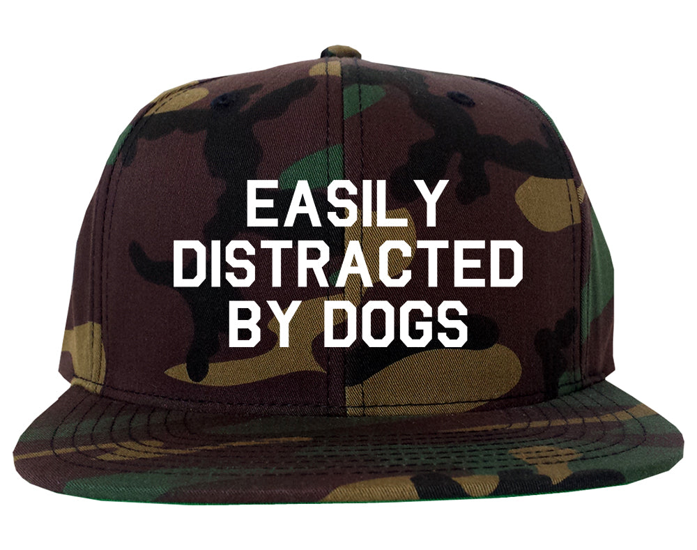 Easily Distracted By Dogs Mens Snapback Hat Green Camo