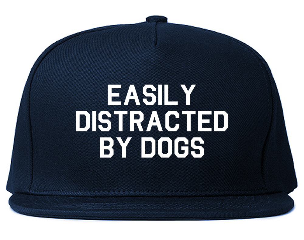 Easily Distracted By Dogs Mens Snapback Hat Navy Blue