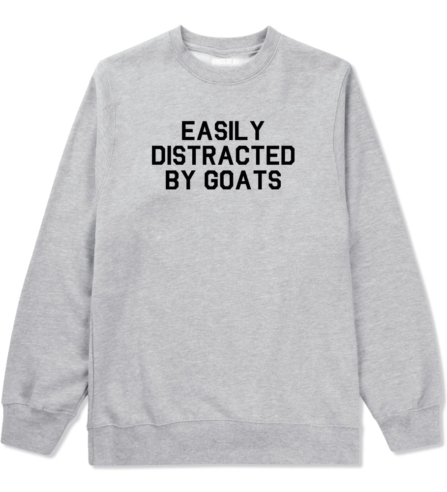 Easily Distracted By Goats Mens Crewneck Sweatshirt Grey