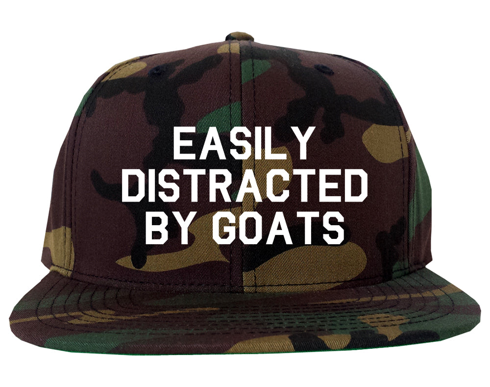 Easily Distracted By Goats Mens Snapback Hat Green Camo