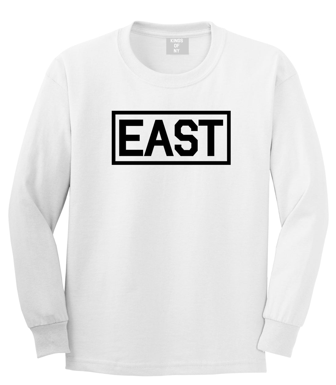 East Box Logo Mens White Long Sleeve T-Shirt by Kings Of NY