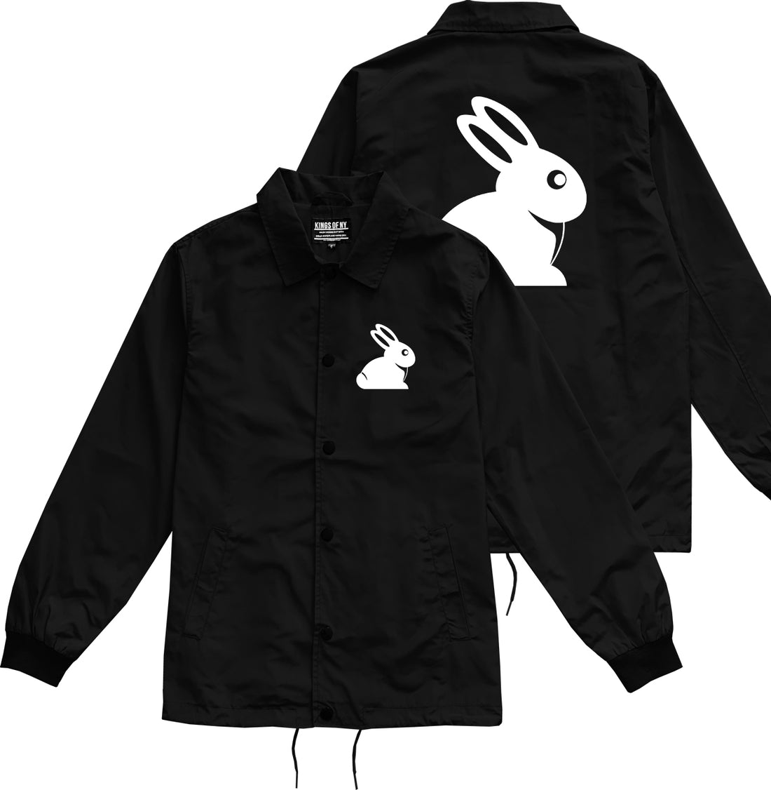 Easter Bunny Rabbit Chest Mens Black Coaches Jacket by Kings Of NY