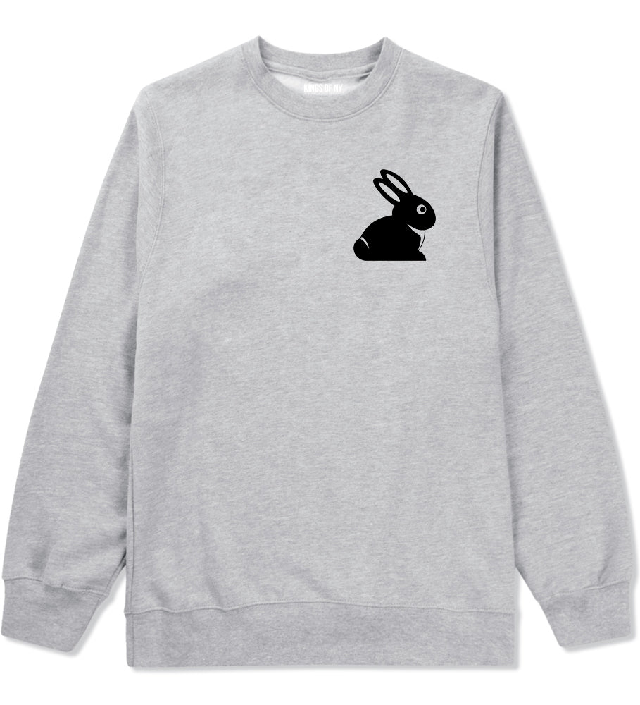 Easter Bunny Rabbit Chest Mens Grey Crewneck Sweatshirt by Kings Of NY