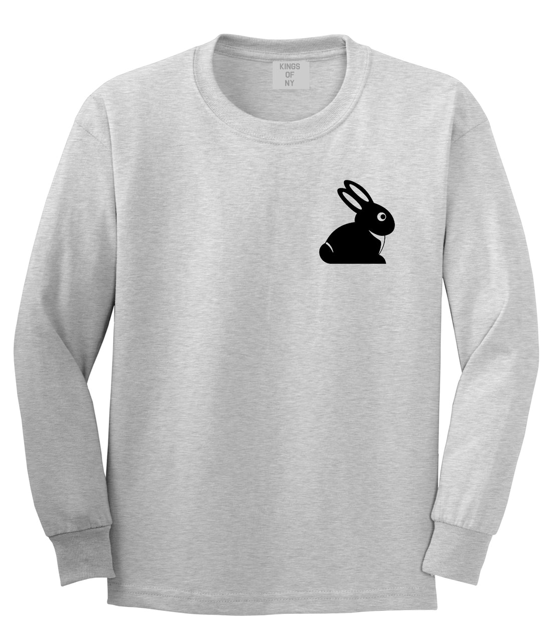 Easter Bunny Rabbit Chest Mens Grey Long Sleeve T-Shirt by Kings Of NY