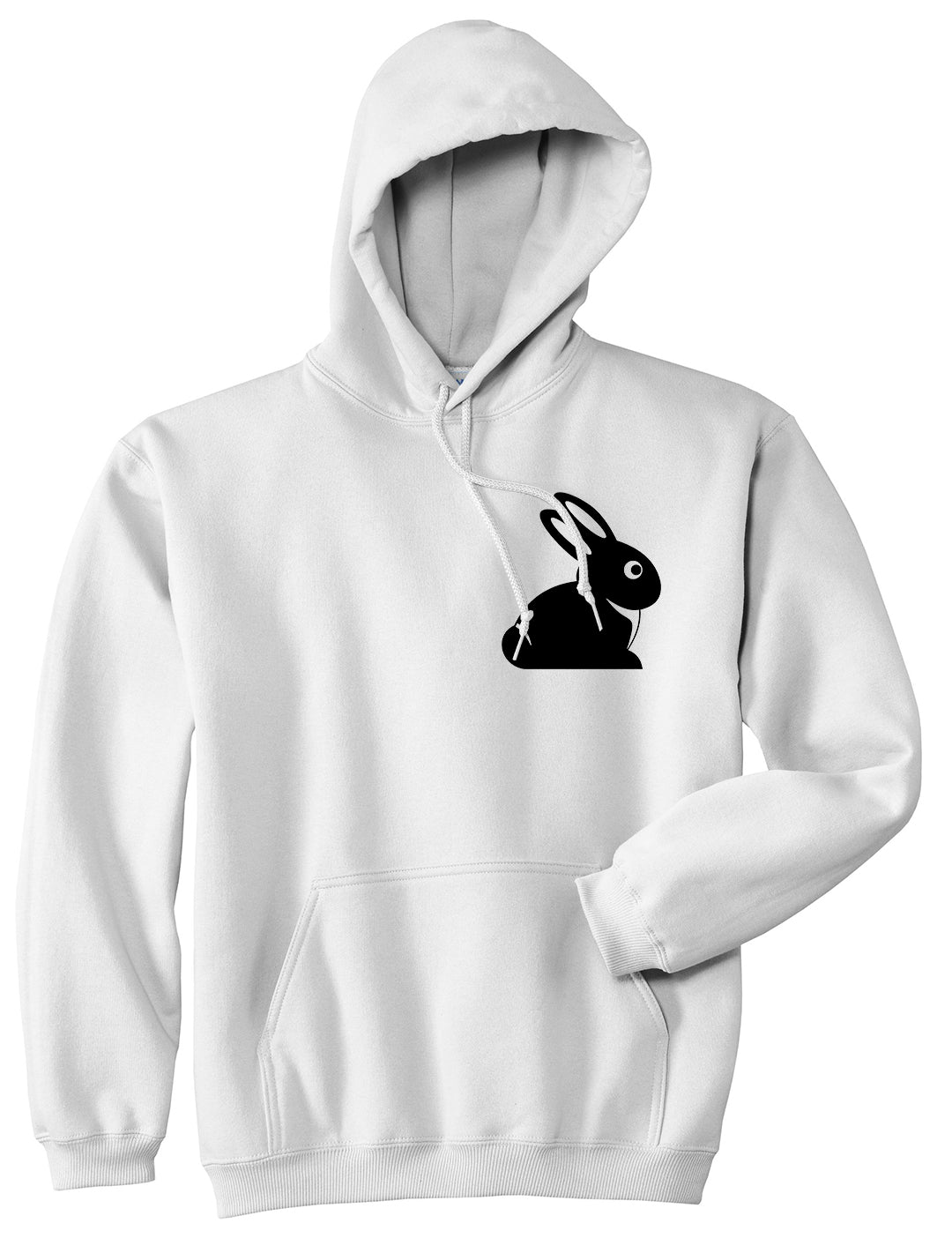 Easter Bunny Rabbit Chest Mens White Pullover Hoodie by Kings Of NY