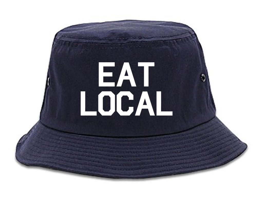 Eat_Local_Buy Mens Blue Bucket Hat by Kings Of NY