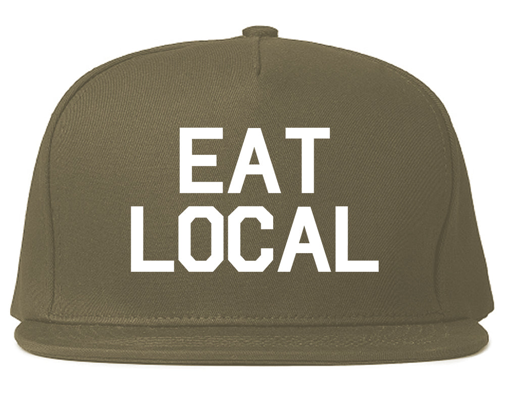 Eat_Local_Buy Mens Grey Snapback Hat by Kings Of NY