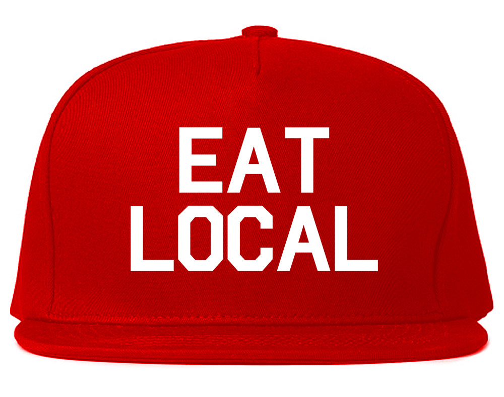 Eat_Local_Buy Mens Red Snapback Hat by Kings Of NY