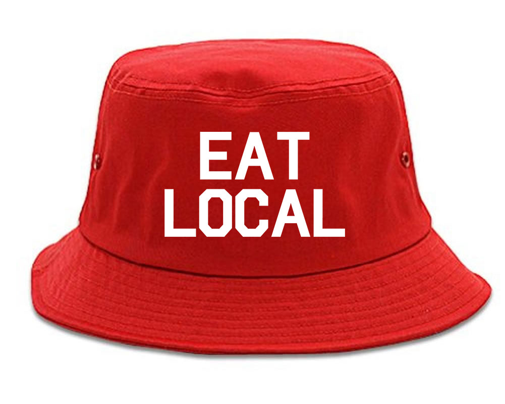 Eat_Local_Buy Mens Red Bucket Hat by Kings Of NY
