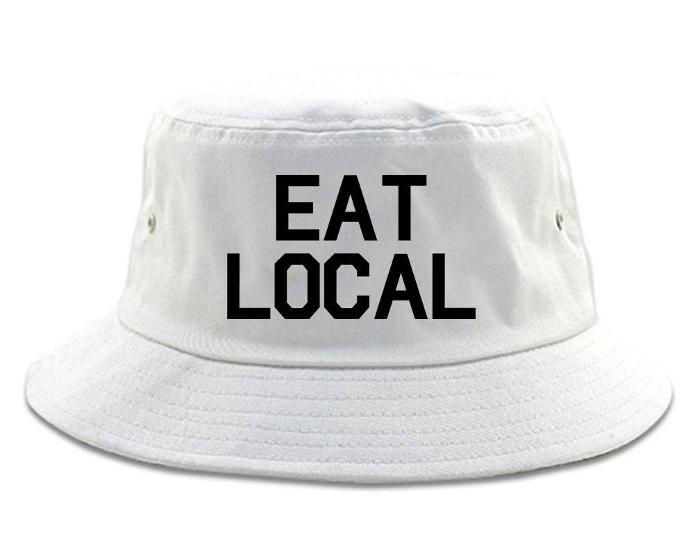 Eat_Local_Buy Mens White Bucket Hat by Kings Of NY