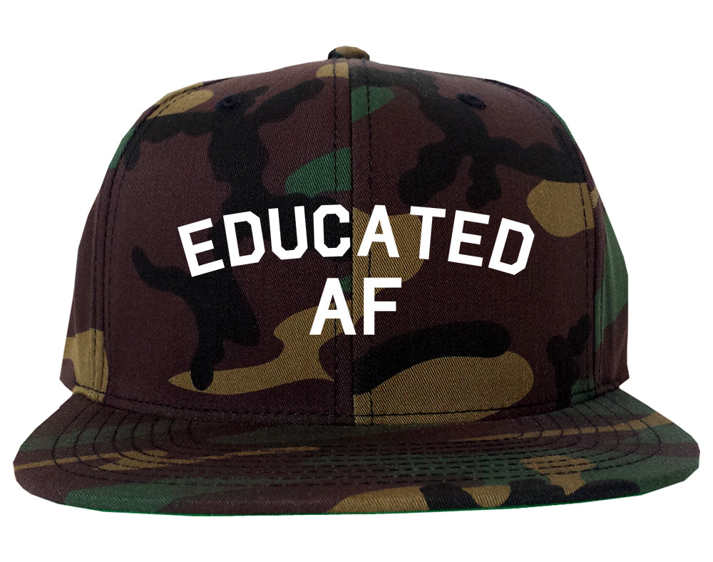 Educated AF Funny Graduation Mens Snapback Hat Green Camo