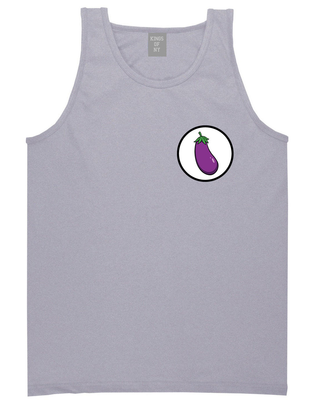 Eggplant_Emoji_Chest Mens Grey Tank Top Shirt by Kings Of NY