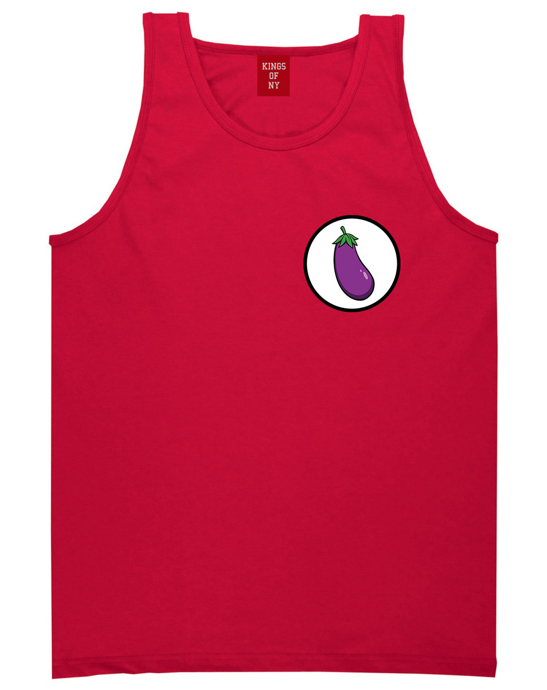 Eggplant_Emoji_Chest Mens Red Tank Top Shirt by Kings Of NY