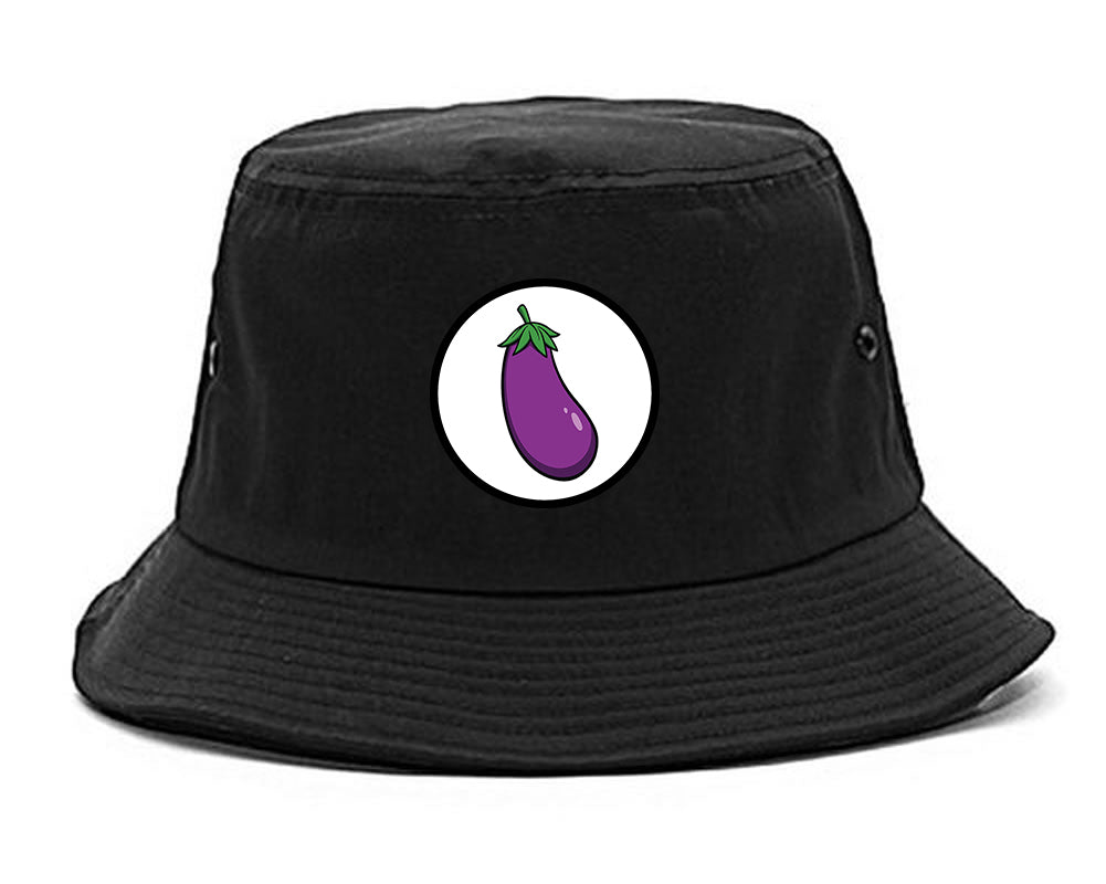 Eggplant_Emoji_Chest Mens Black Bucket Hat by Kings Of NY