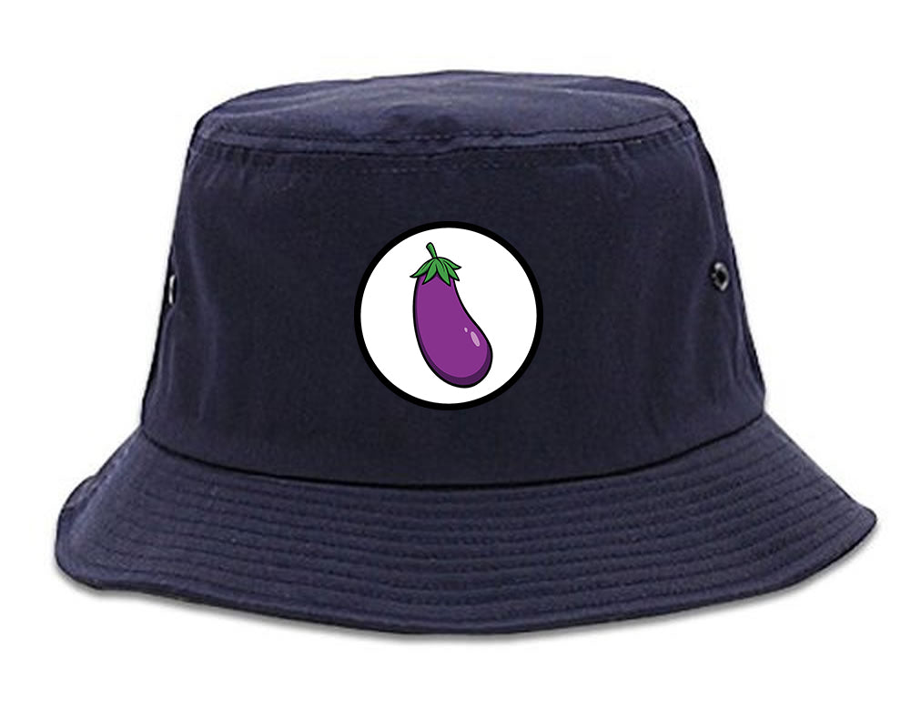 Eggplant_Emoji_Chest Mens Blue Bucket Hat by Kings Of NY