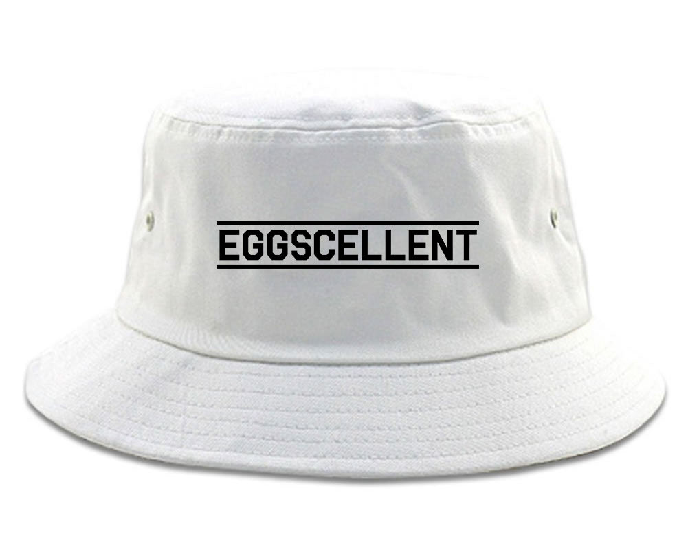 Eggscellent_Funny Mens White Bucket Hat by Kings Of NY